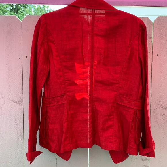 Red satin blazer. Great with jeans and heels. - Picture 3 of 3